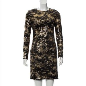 Adam Lippes Gold & Black Splatter Sequin Dress